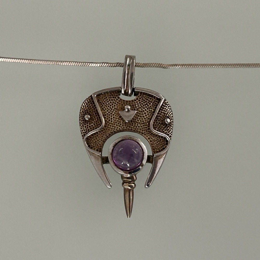 Silver and Purple Pendant Necklace